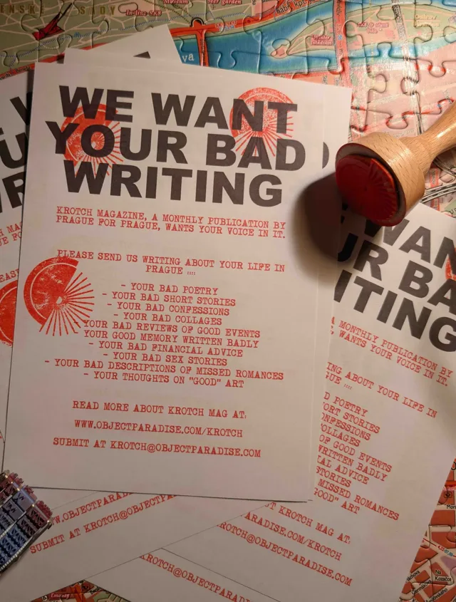 A KROTCH poster: We want your bad writing