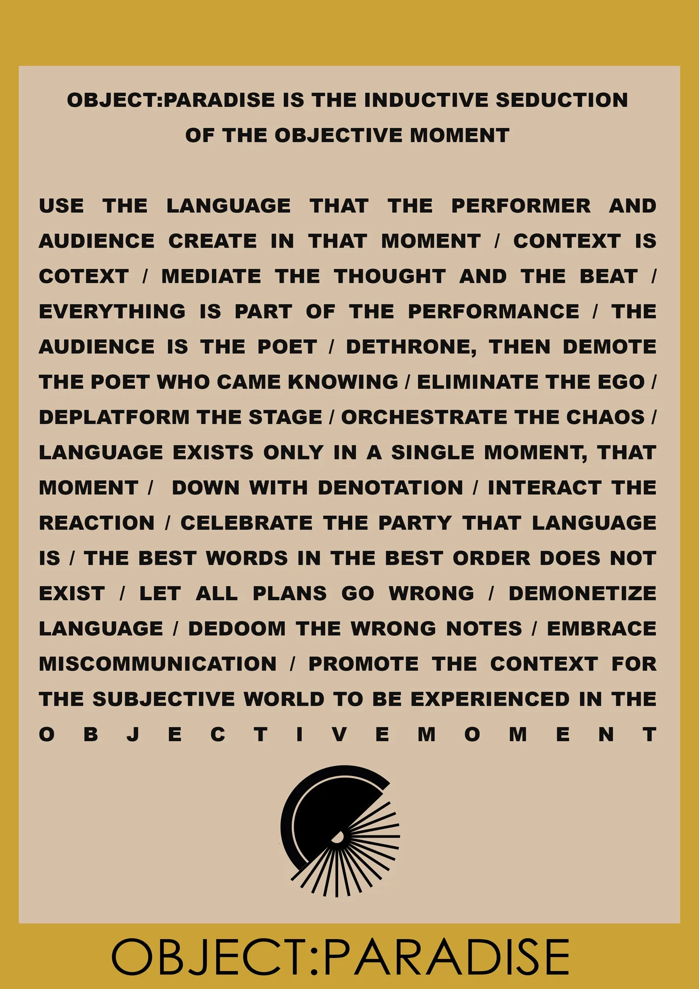 The OBJECT:PARADISE Manifesto