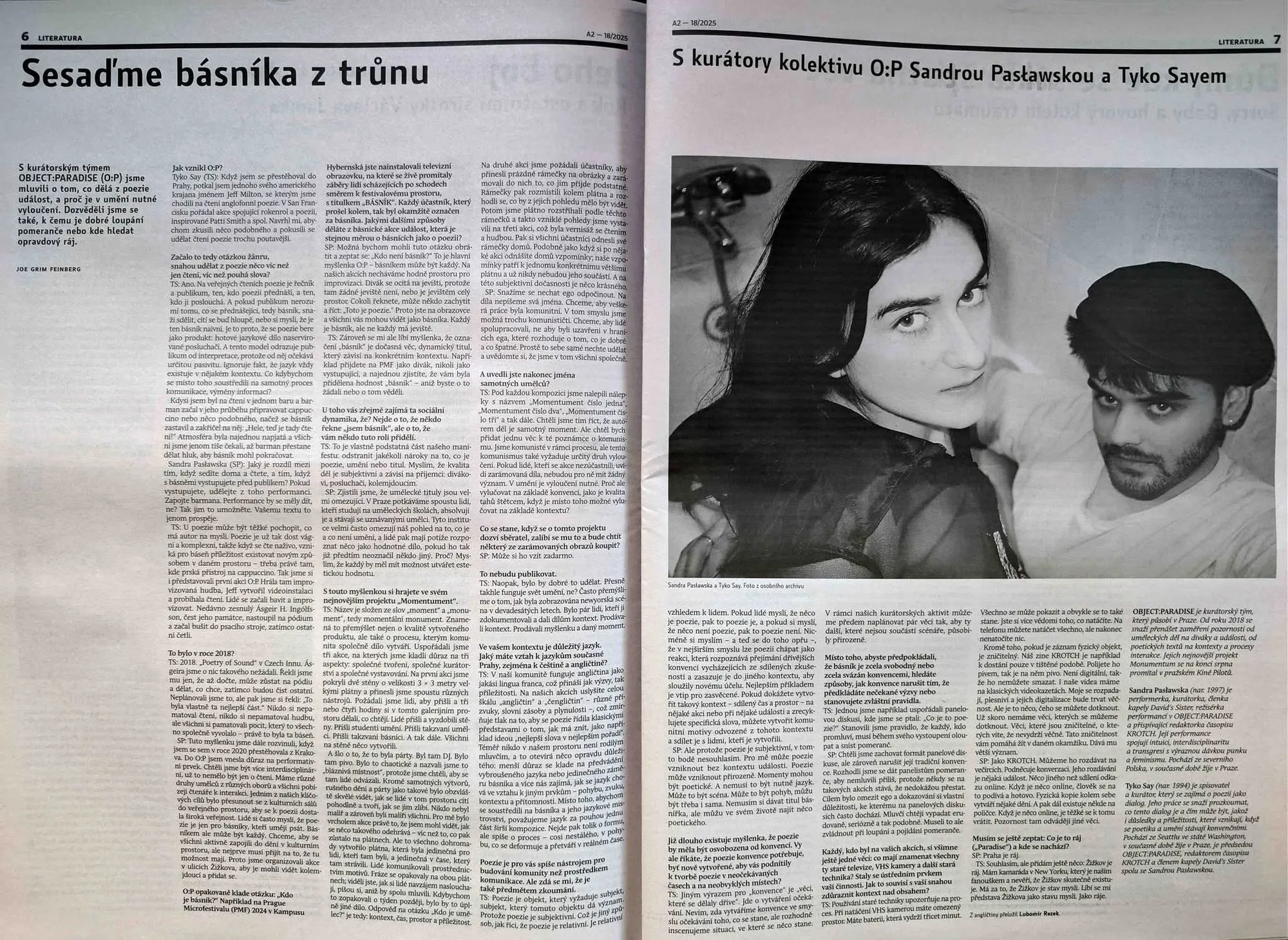 Tyko Say and Sandra Pasławska in A2 Magazine