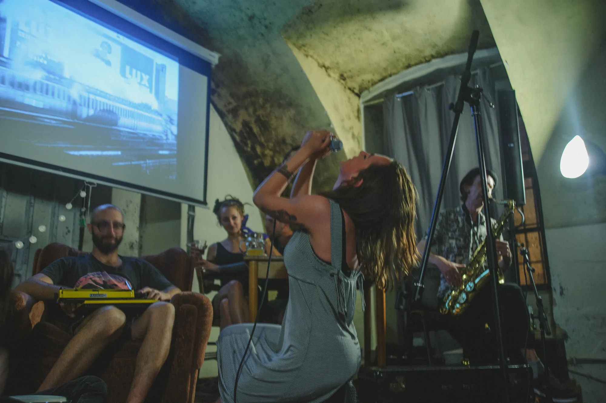 Jeff Milton Adéla Krejci and Adéla Hrdličková performing at Poetry of Sound (Photo by Julie Orlová)