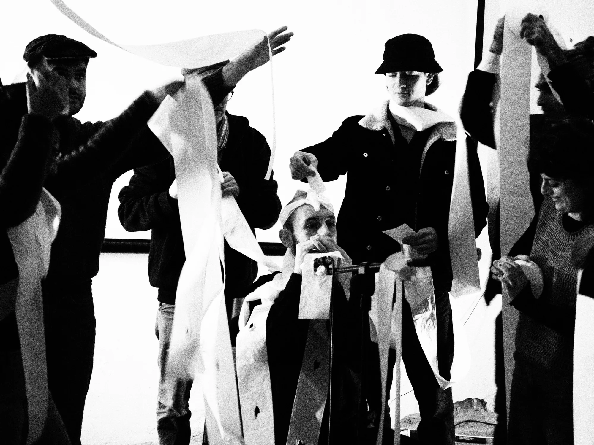 Leap Lembo performing his Toilet Paper ritual, 20.10.24 (photo by Louis Armand)