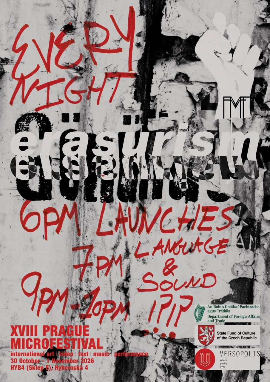 Prague Microfestival XVIII poster — Erasurism, 30 October to 1 November 2026