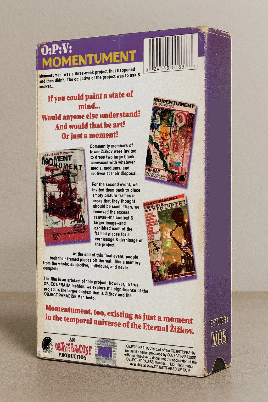 OBJECT:PRAHA V : Momentument VHS Tape Cover, OBJECT:PARADISE