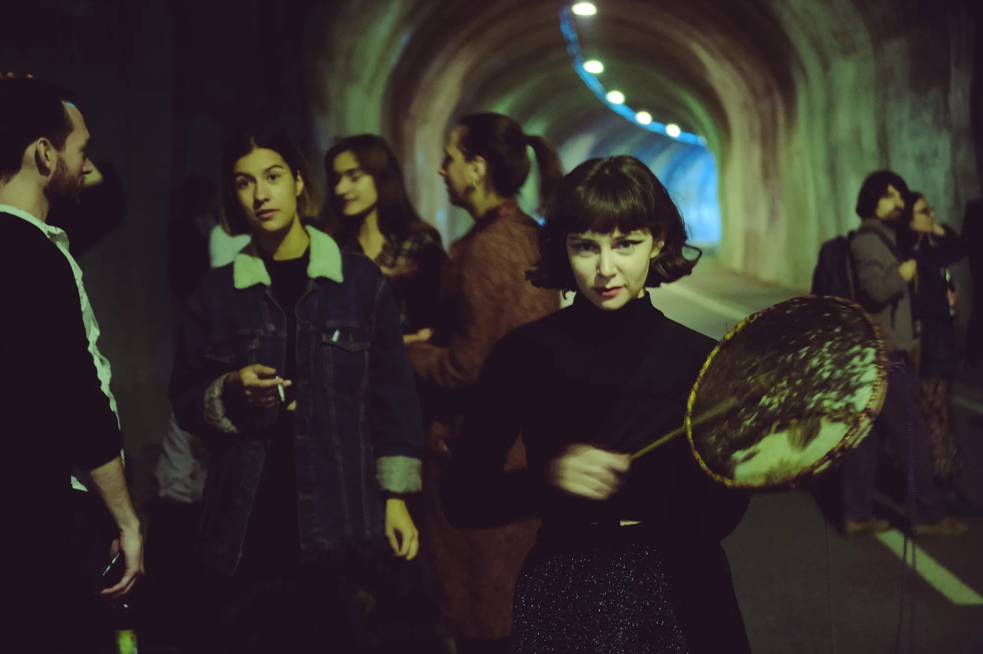Yeva Kupchenko, Sandra Pasławska, Adéla Hrdličková and Sasha Honigman in the center of the tunnel. Photo by Julie Orlová