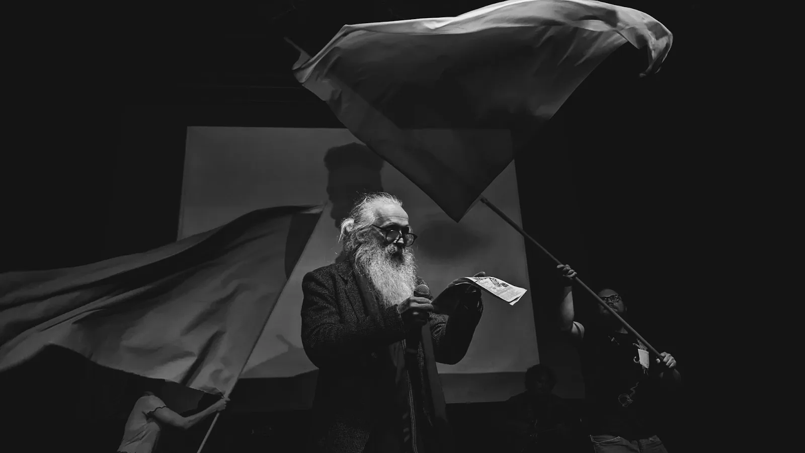 Mojmir Pukl reading at a screening of OBJECT:PRAHA IV : Performance, Deformance, Reformance
